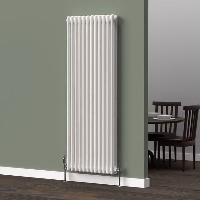 Lux Heat White Vertical 3 Column Traditional Steel Radiator, H: 150 cm x W: 56 cm