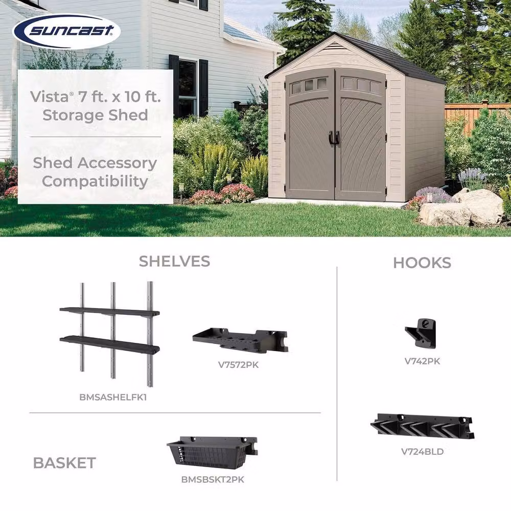 Rowlinsons Vista Resin Shed in Grey with Double Doors and Window, L308 x W224 x H249 cm – 3