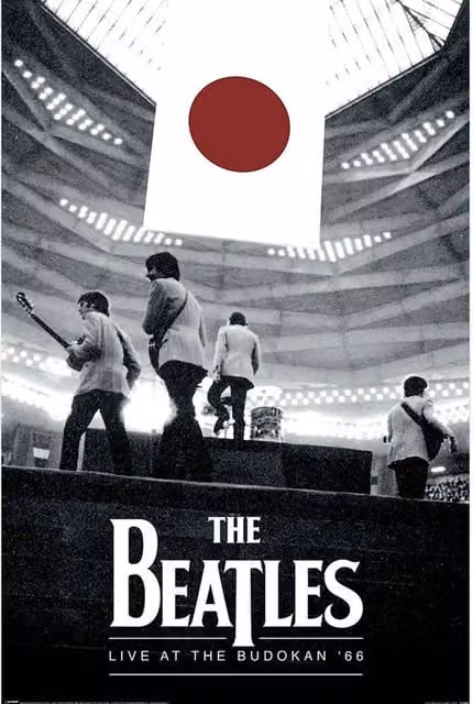 The Beatles Live At The Budokan 66 Retro Paper Poster in Black and Multicolour – 1