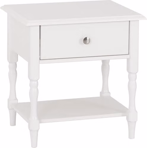Seconique Stratford 1 Drawer Side Table in White, W/D/H: 40 x 50 x 52 cm
