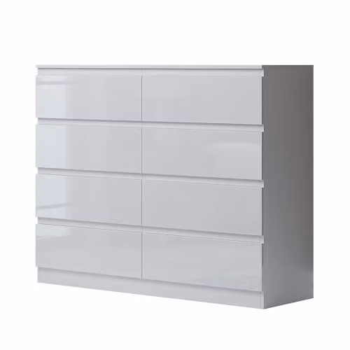 SQUAREBOXX Minimalist 8 Drawer Chest of Drawers in Matt White