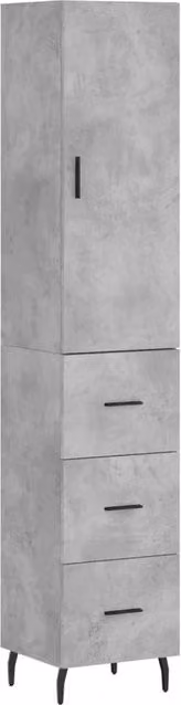 Berkfield Home Highboard in Concrete Grey, H 180 x W 34.5 x D 34 cm