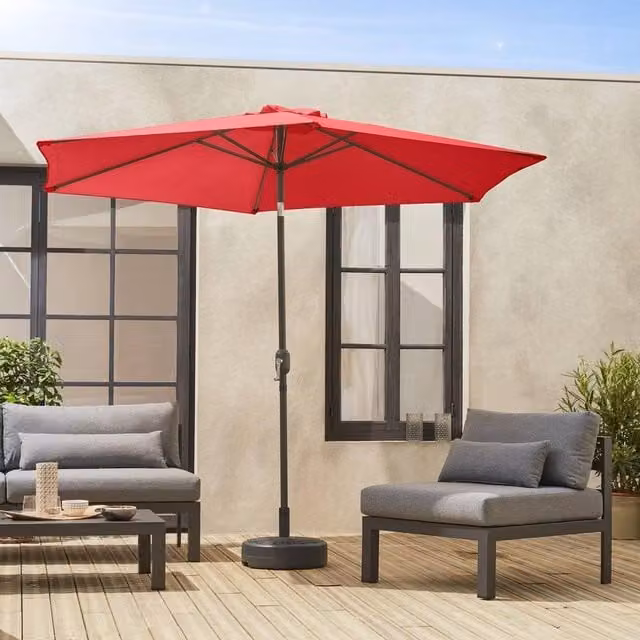 sweeek 3m Round Centre Pole Parasol in Red with Aluminium and Polyester Construction – 1