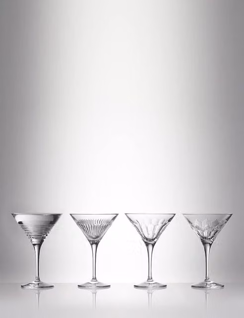 Waterford Set of 4 Mixology Martini Cocktail Glasses in Clear Crystal