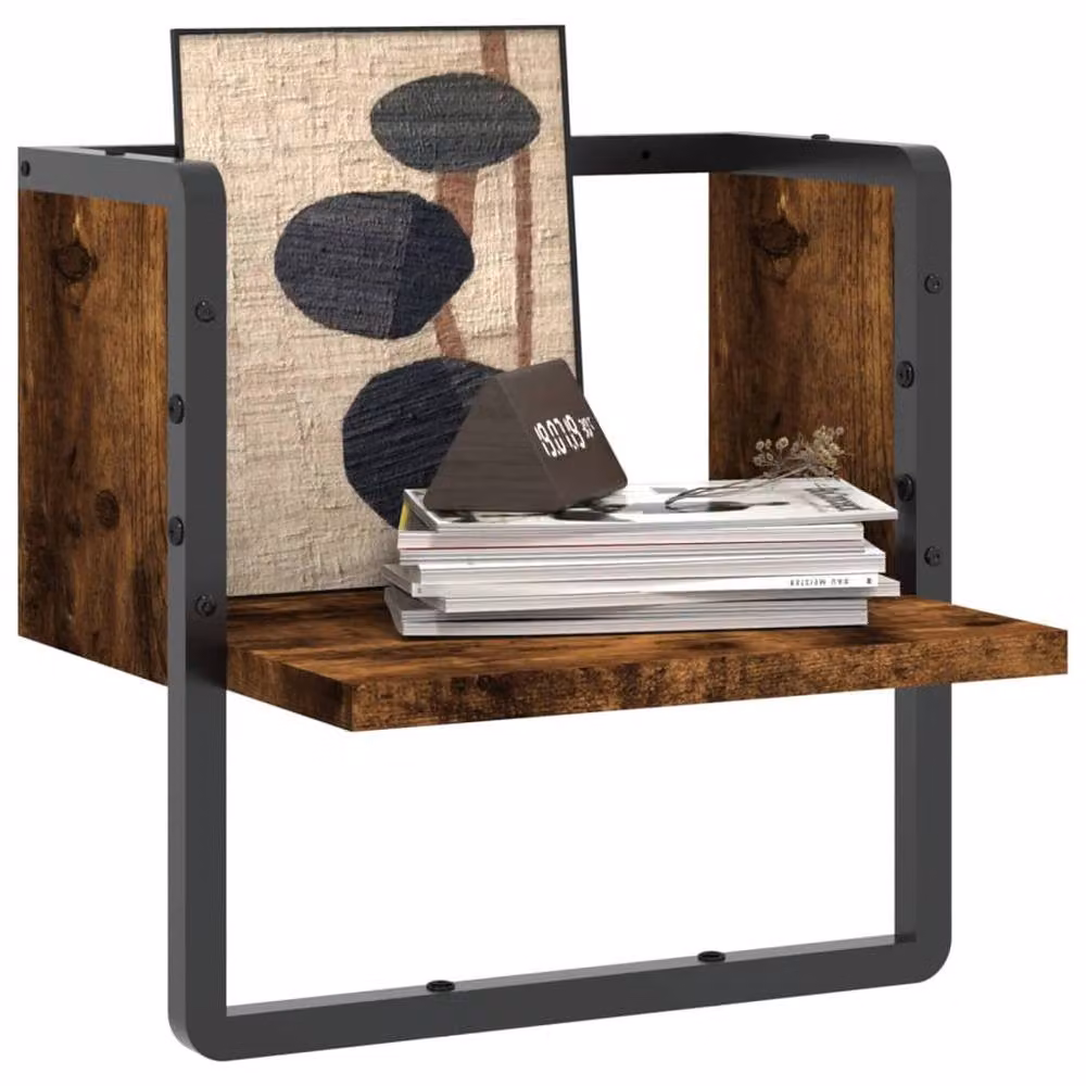 Berkfield Home Wall Mounted Bar Shelf in Smoked Oak Brown, W/D/H: 30 x 25 x 30 cm – 3