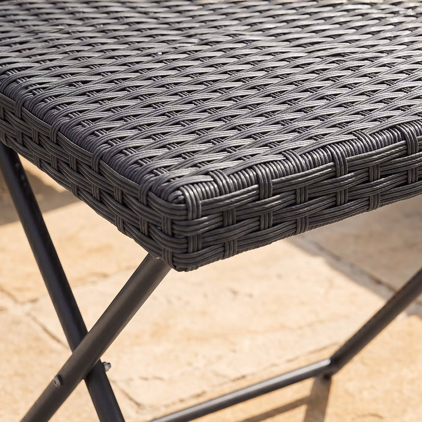 Outsunny Black Rattan Folding Garden Coffee Table with Metal Frame – 8