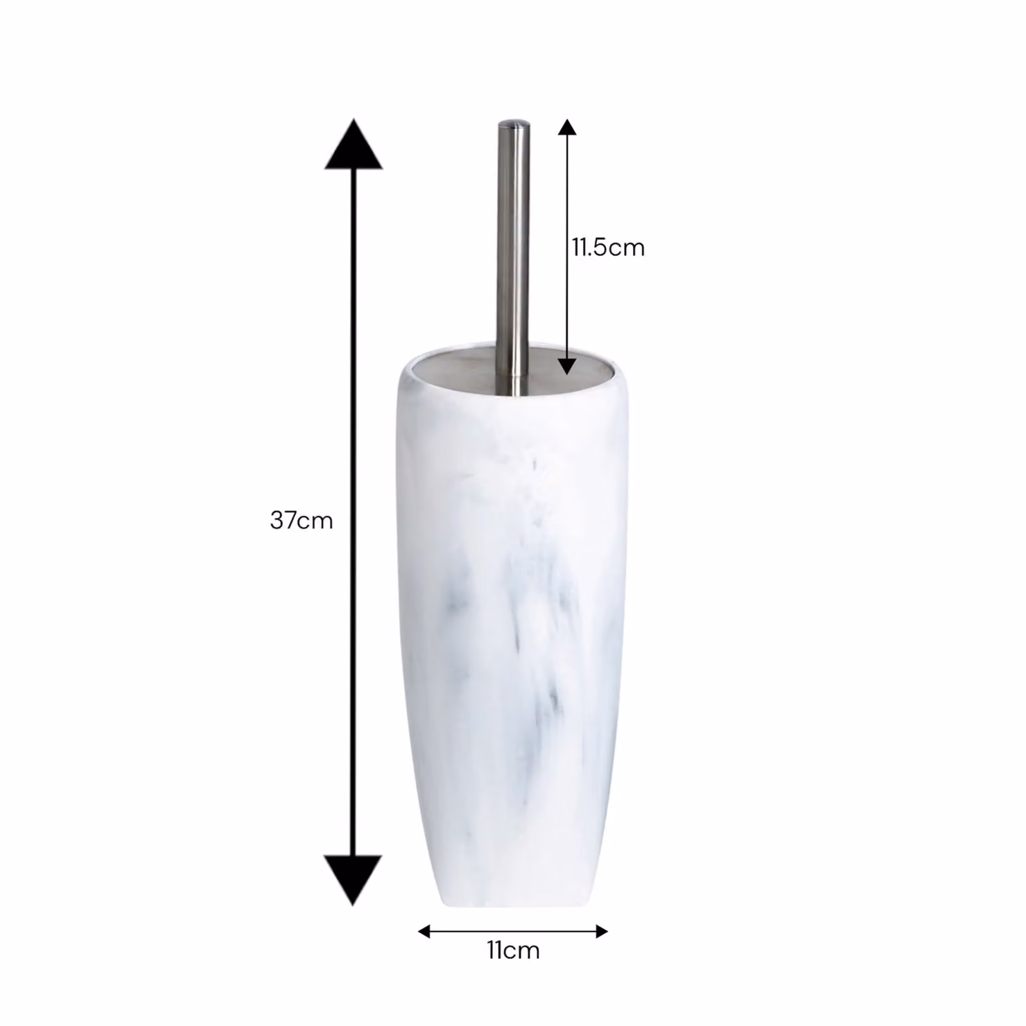 Showerdrape Octavia Freestanding Toilet Brush and Holder in White Marble and Chrome with Grey Resin and Metal Details – 2