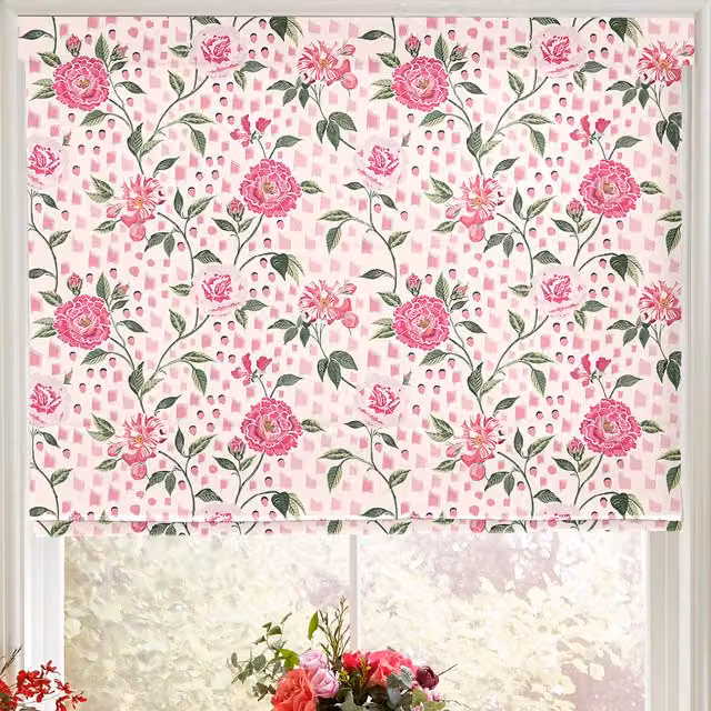 Cath Kidston Tea Rose Pink Floral Blackout Made to Measure Roman Blind