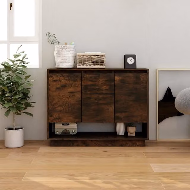Berkfield Home Smoked Oak Sideboard in Brown, W/D/H: 97 x 31 x 75 cm – 1