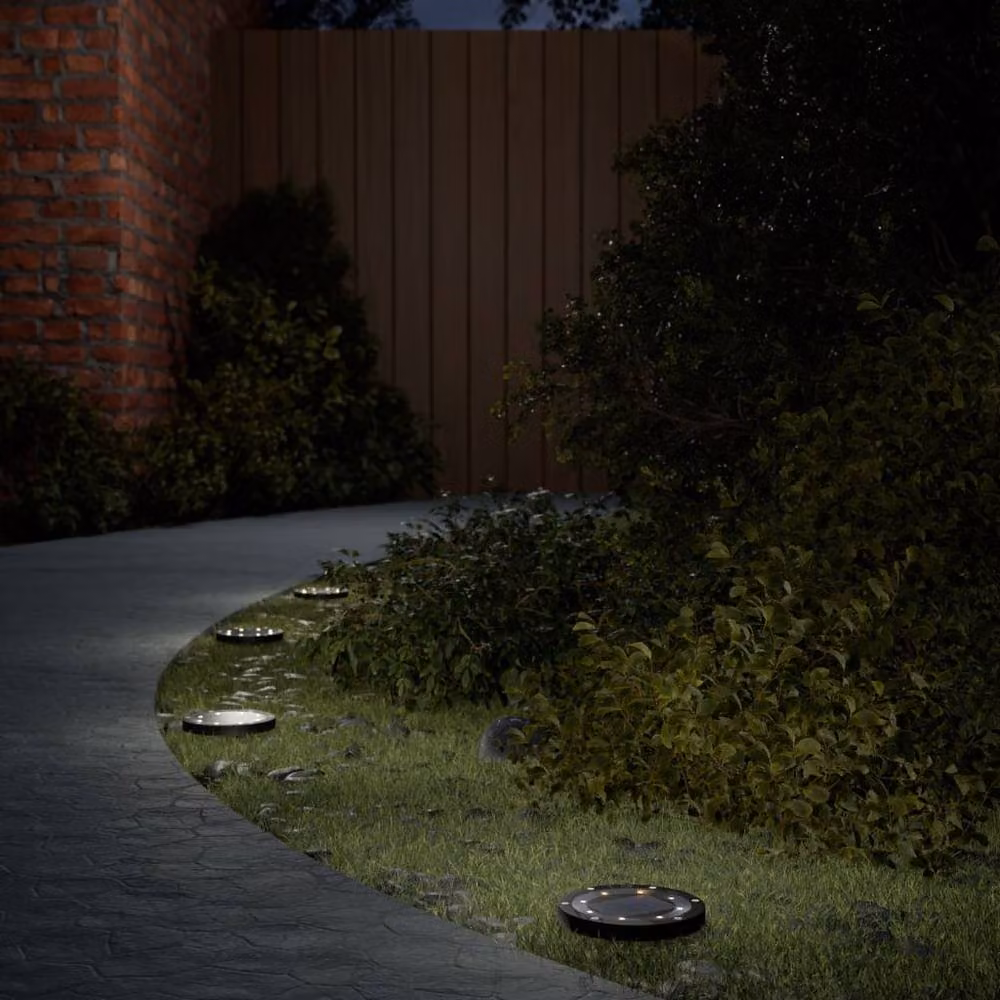 Berkfield Home Solar LED Ground Lights with Ground Spikes, 4 Pack, Warm White, Black – 2