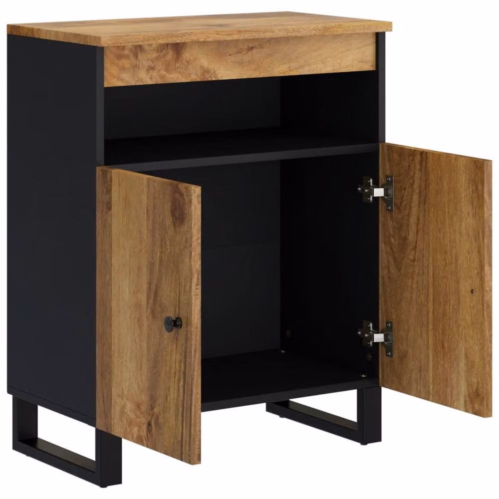 Berkfield Home Mango Wood Sideboard with 2 Doors in Brown, W/D/H: 60 x 33 x 75 cm – 3