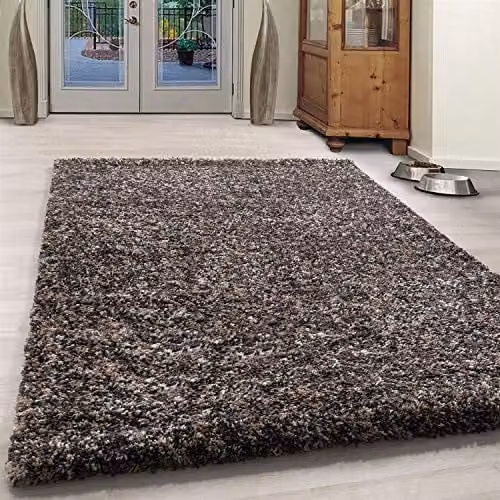 Bravich Beige Blended Shaggy Rug, W: 60 cm, L: 110 cm