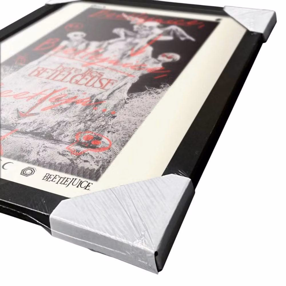 Beetlejuice Here Lies Betelgeuse Multicolour Framed Typography Poster in White – 2