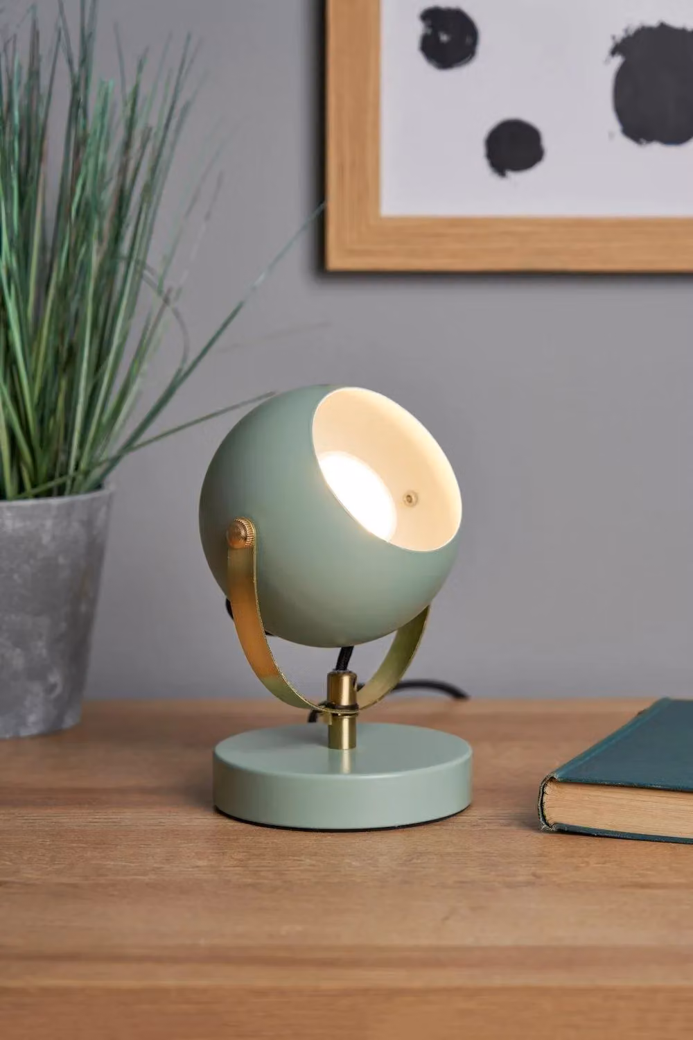 BHS Lighting Rowan Eyeball Table Lamp in Green with Adjustable Metal Design – 2