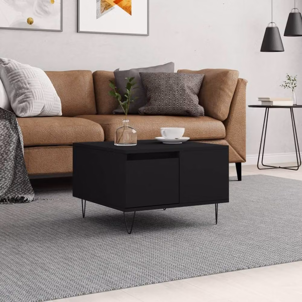 Berkfield Home Modern Square Coffee Table in Black, W/D/H: 55 x 55 x 36.5 cm – 2