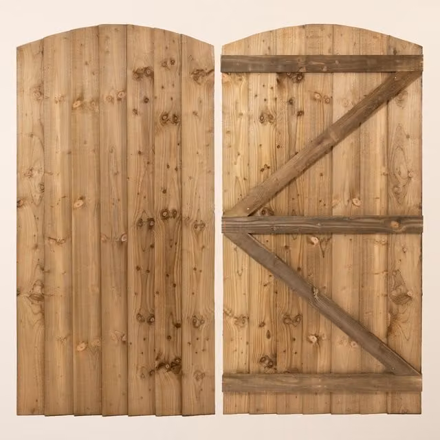 Ruby UK Curved Featheredge Garden Gate, Brown, H x W: 180 x 90 cm