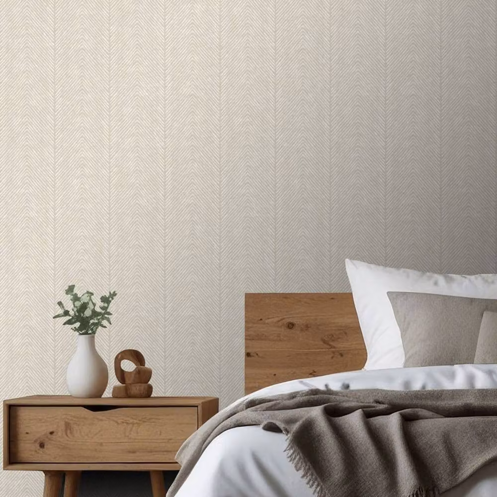 World of Wallpaper Herringbone Geometric Abstract Wallpaper in Beige and Sand – 2