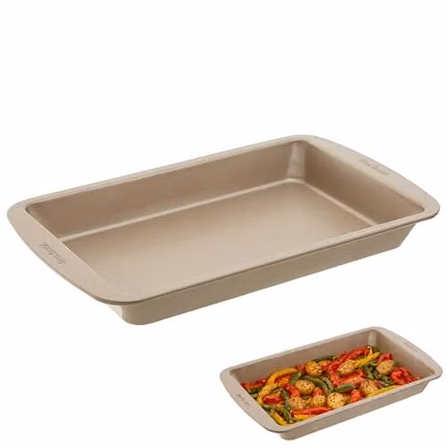 Orsina Gold Non-Stick Carbon Steel Rectangular Roasting Dish, W: 33 cm, H: 3.5 cm