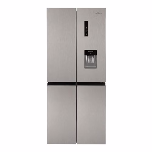 Willow 415L Freestanding American Style Side by Side Fridge Freezer with Total No Frost in Silver Stainless Steel