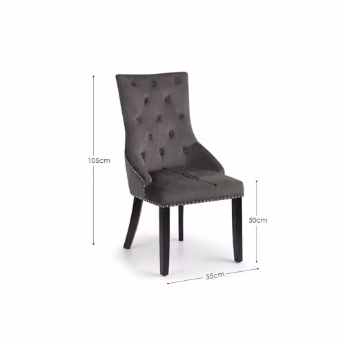 Julian Bowen Veneto Set of 2 Grey Button Back Upholstered Knocker Back Dining Chairs – 2
