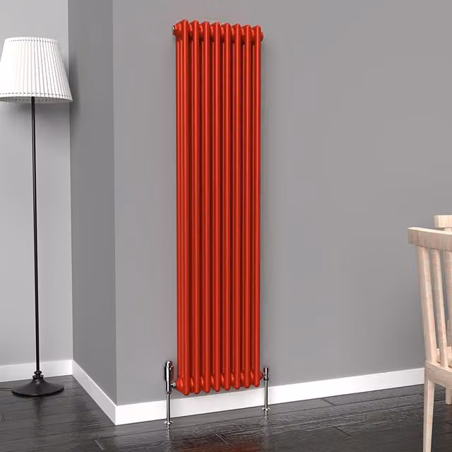 Lux Heat Vertical Coloured Column Radiator in Poppy Red, H: 150 cm x W: 38 cm