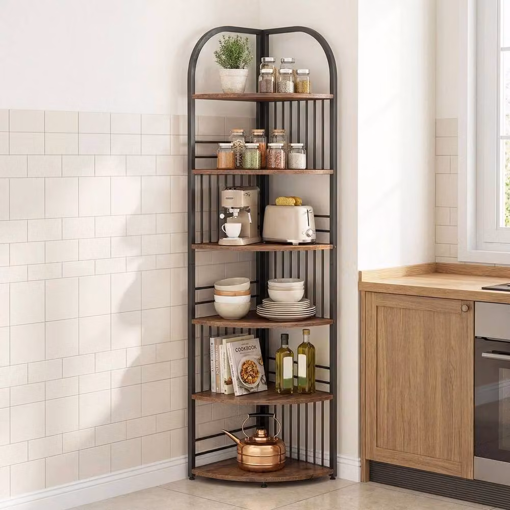 VOGREX 6-Tier Rustic Brown Corner Plant Display Stand – 3