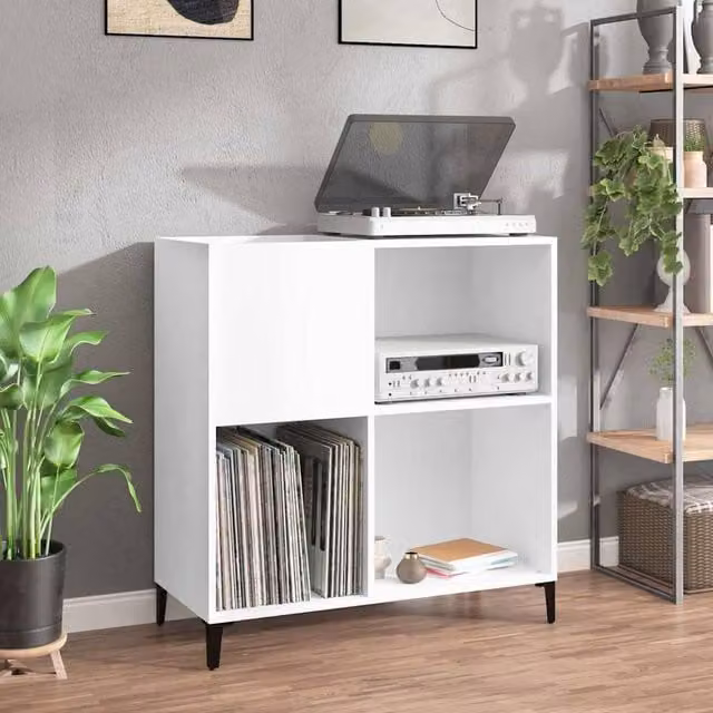 Berkfield Home Record Cabinet in White, W/D/H: 84.5 x 38 x 89 cm – 1