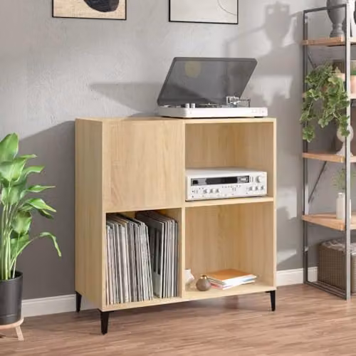 vidaXL Record Cabinet in Sonoma Oak, W: 84.5 cm, D: 38 cm, H: 89 cm – 2