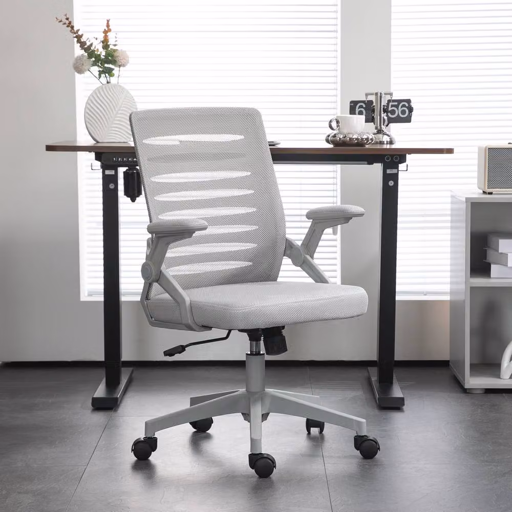 Rolipo Grey Mesh Task Chair with Adjustable Height, Armrests and Swivel Castors – 2