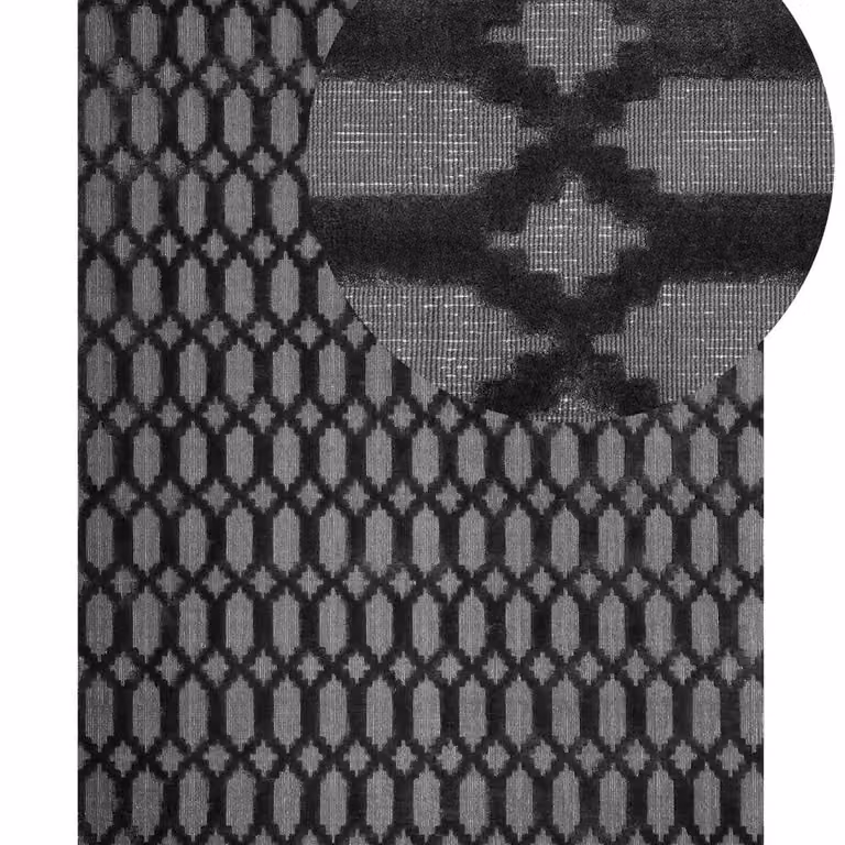 Wyld and Coco Grey Geometric Hand-Woven Viscose Rectangular Rug W: 140 cm, L: 200 cm