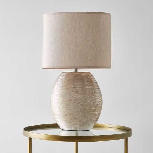 K Living Waltham Ceramic Table Lamp in Gold and Beige