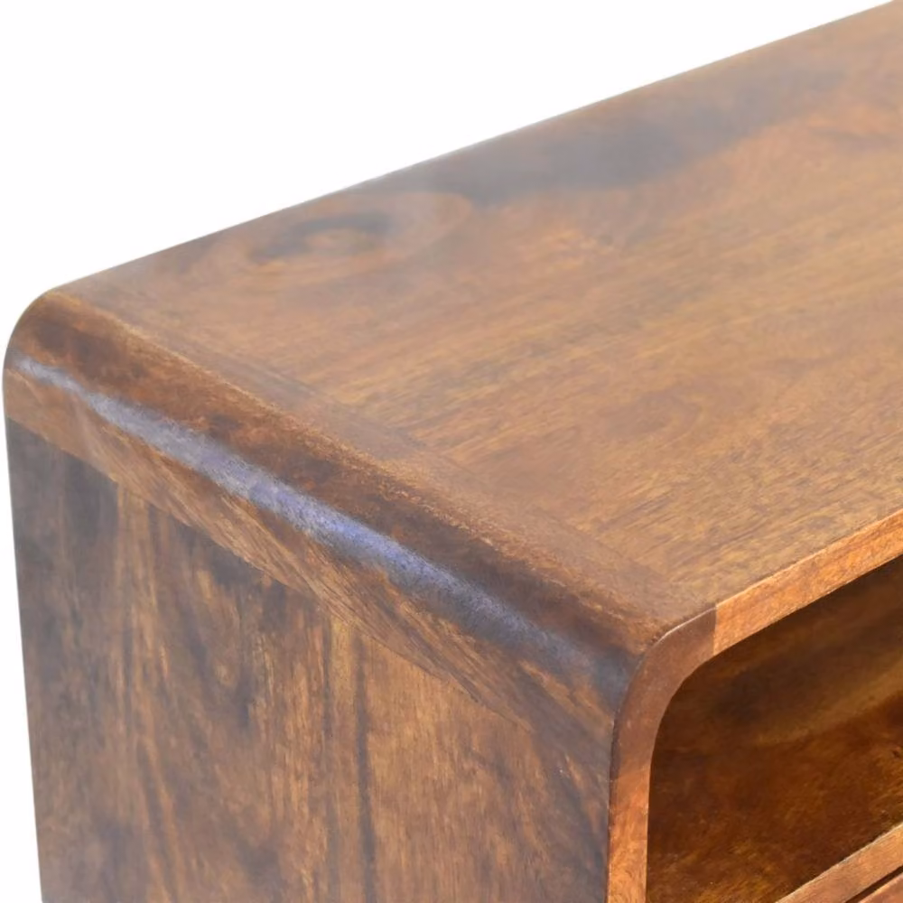 Wyld Haus Venzone Mini Console Table in Brown Mango Wood with 2 Drawers and Open Shelf – 5