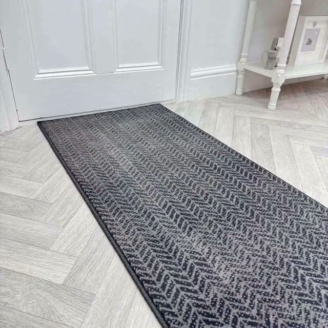runrug Empire Hallway Carpet Runner Rug in Dark Grey, W/D/H: 60 x 300 cm