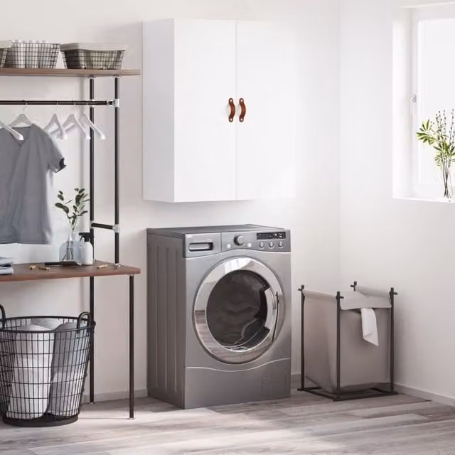 Berkfield Home Wall Mounted Cabinet in White, W: 69.5 cm, D: 34 cm, H: 90 cm – 1