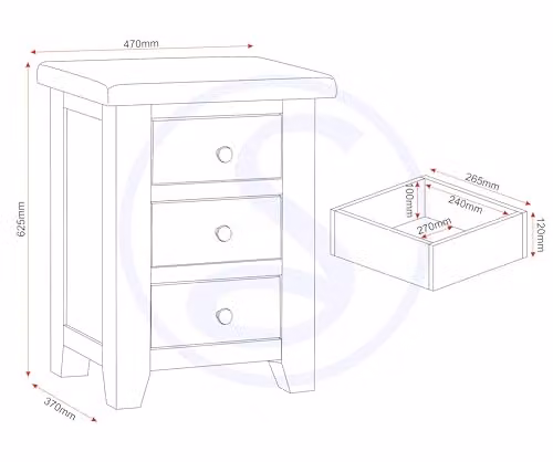 Seconique Windsor 3 Drawer Bedside in Oak – 2