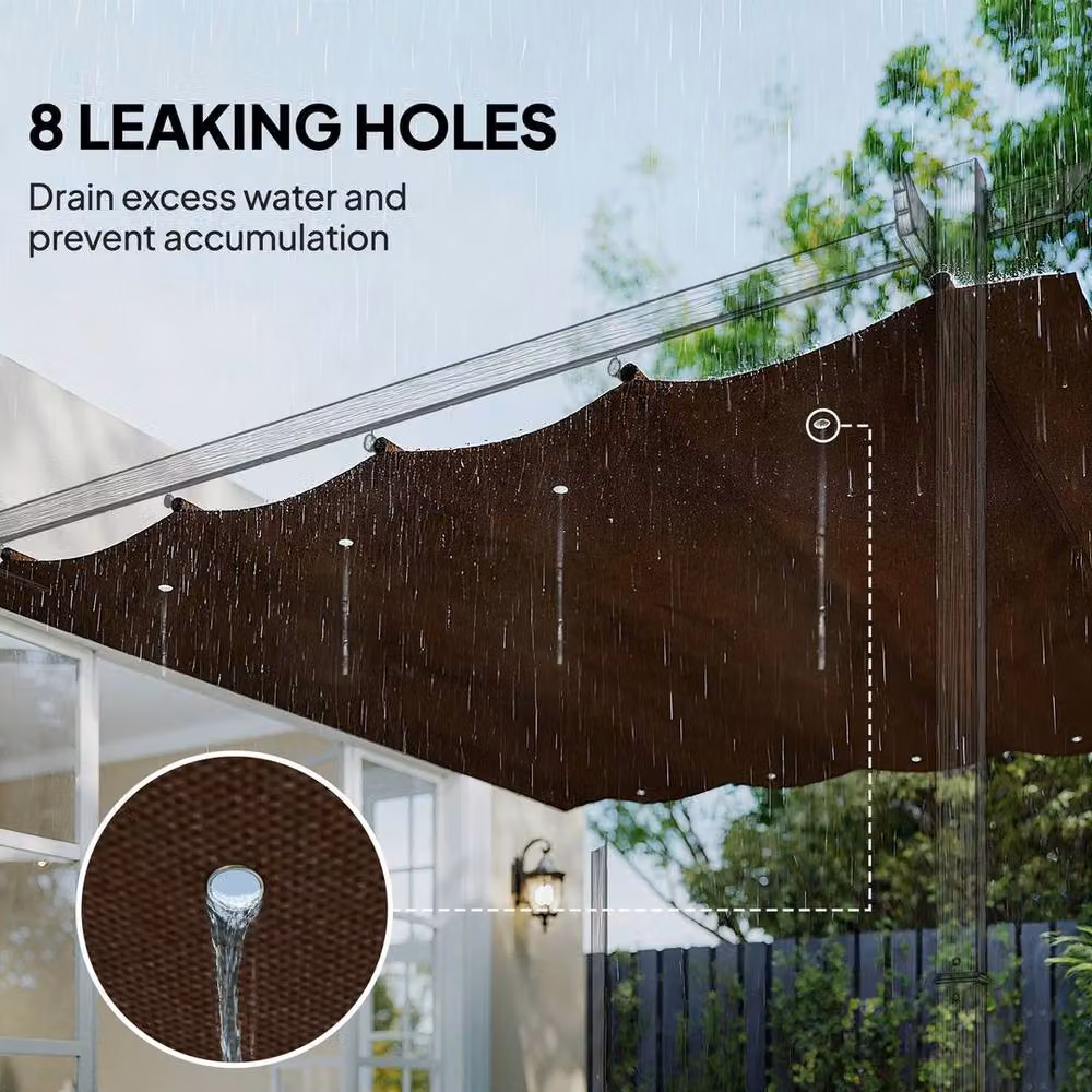 EONLION Brown Pergola Cover Replacement with UPF 50+ Protection, W: 2.86 m, D: 2.45 m – 3