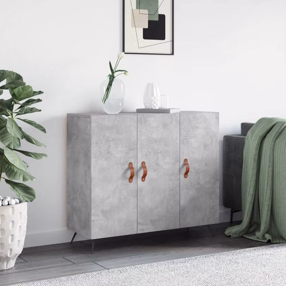 Berkfield Home Modern Sideboard in Concrete Grey, W/D/H: 90 x 34 x 80 cm – 2