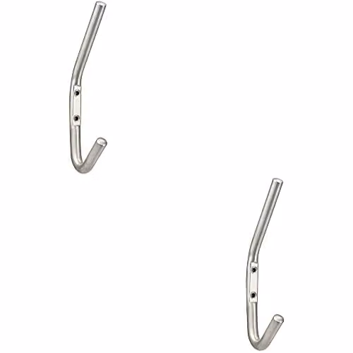 Loops 2 Pack Slimline One Piece Wall Mounted Hat and Coat Hook in Satin Stainless Steel, Projection: 5.9 cm