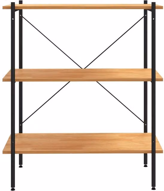 Berkfield Home Sturdy 3-Tier Industrial Shelving Unit, Black and Oak, W/D/H: 80 x 40 x 92 cm – 1