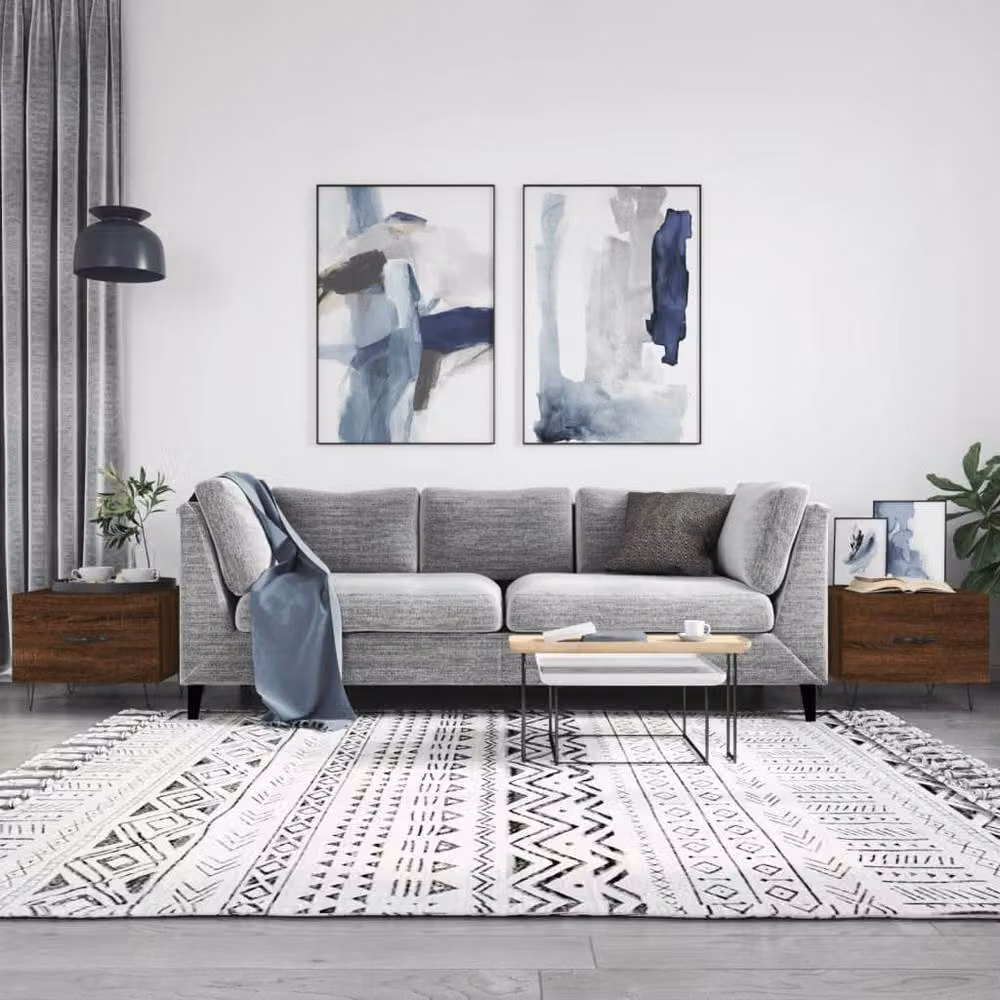 Berkfield Home Set of 2 Decorative Square Coffee Tables in Brown Oak, W/D/H: 50 x 50 x 40 cm – 2