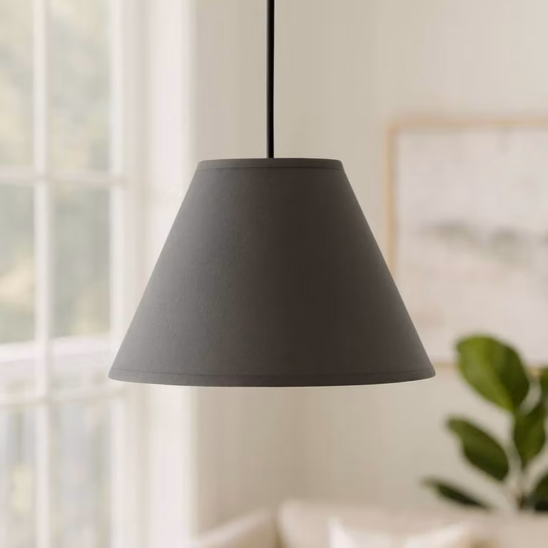 Voltico 2-Pack Adjustable 9 Inch Fabric Coolie Lampshades in Dark Grey