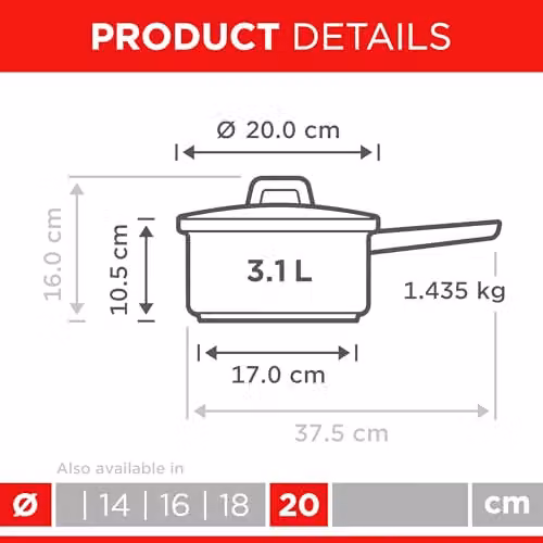 Kuhn Rikon Stainless Steel Saucepan with Glass Lid, Silver, 3.1 l – 5