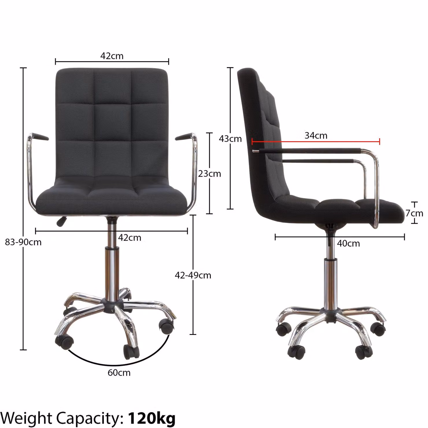 Vida Designs Calbo Ergonomic Adjustable Fabric Armchair in Black – 2