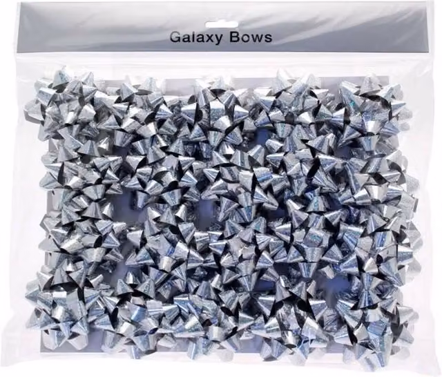 KDMD Holographic Silver Sticky Back Bows Pack