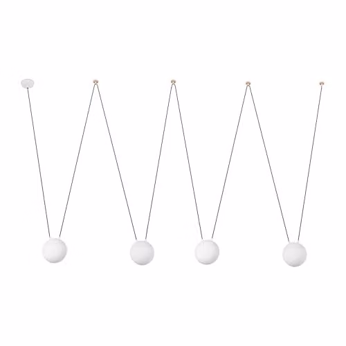 Netlighting Mine 4 Light Suspended Ceiling Pendant in White and Wood with E27 Bulbs – 1