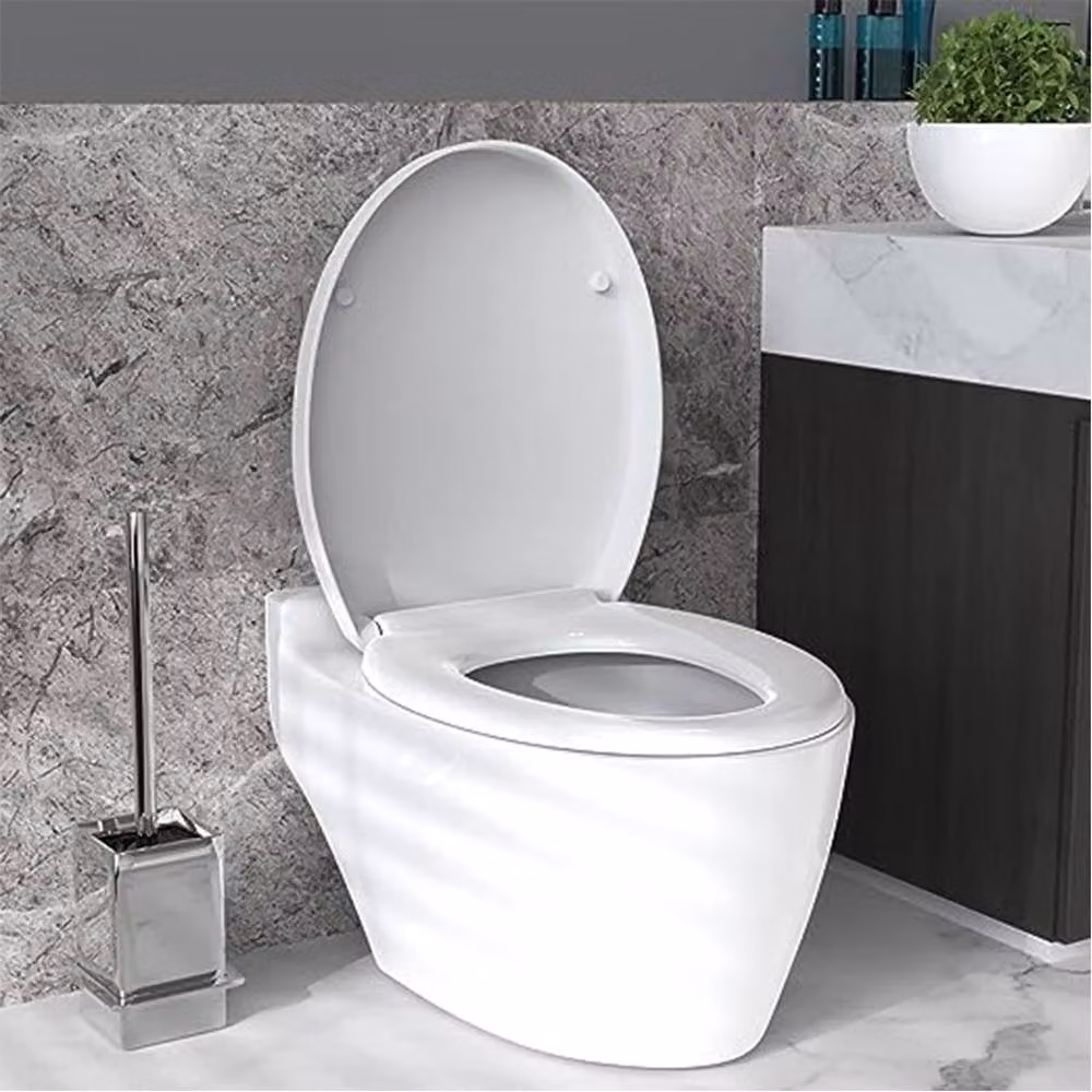 Kelvenix White Oval Anti-Slam Universal Heavy Duty Toilet Seat Hinges – 4