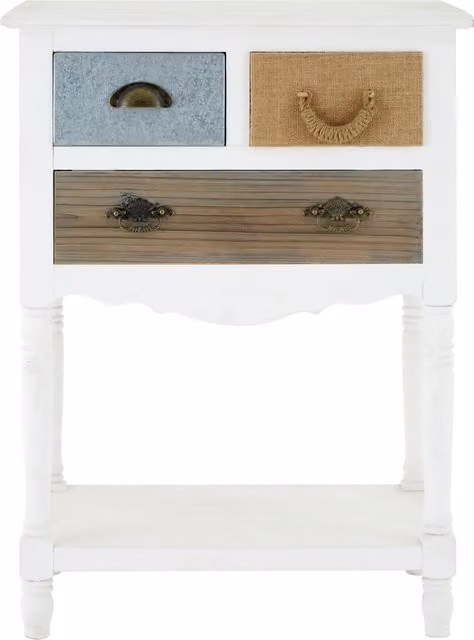 Orsina Coastal Style White 3 Drawer Chest – 1
