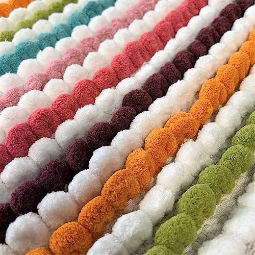 Allure Bath Fashions Striped Chunky Bobble Pedestal Toilet Mat, Multicolour, 50 x 50 cm – 4