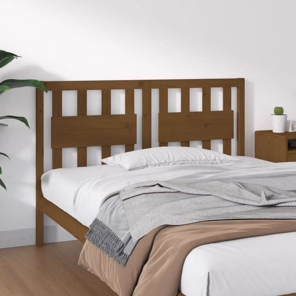 Berkfield Home Beautiful Bed Headboard in Honey Brown Solid Pine Wood, W: 125.5 cm, D: 4 cm, H: 100 cm – 2
