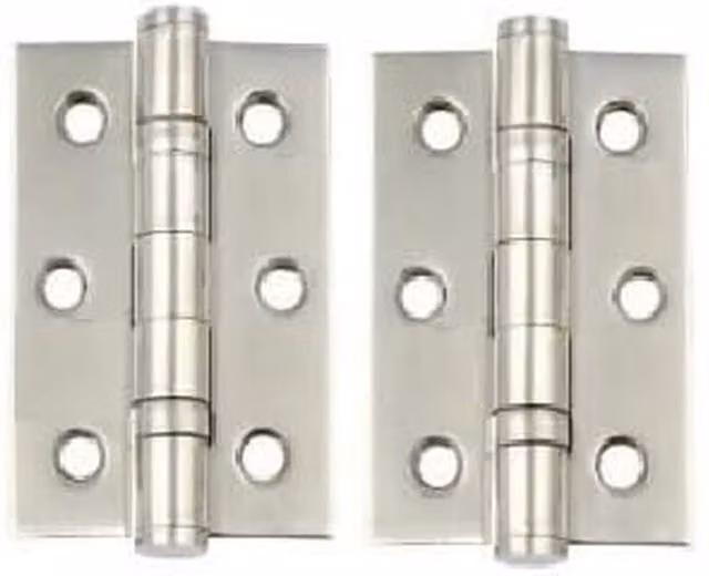Golden Grace Brushed Nickel Plated Ball Bearing Hinges for Internal Doors, 1 Pair, Silver/Grey